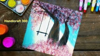 Cherry Blossom Tree Acrylic Painting Step by Step | Painting Tutorial | Handicraft 360