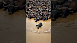 A large herd of wild buffalo is enjoying the water, #animals #wildlife #shots #buffalo