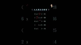 九九乘法表練習08#數學#math