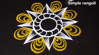 Color rangoli kolam designs | Small muggulu | Creative rangoli | Colourful kolam