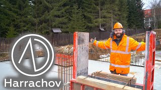 Harrachov. Betonáž základové desky 2. část