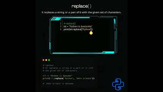 replace( ) method | python tutorial #shorts #python #pythonprogramming