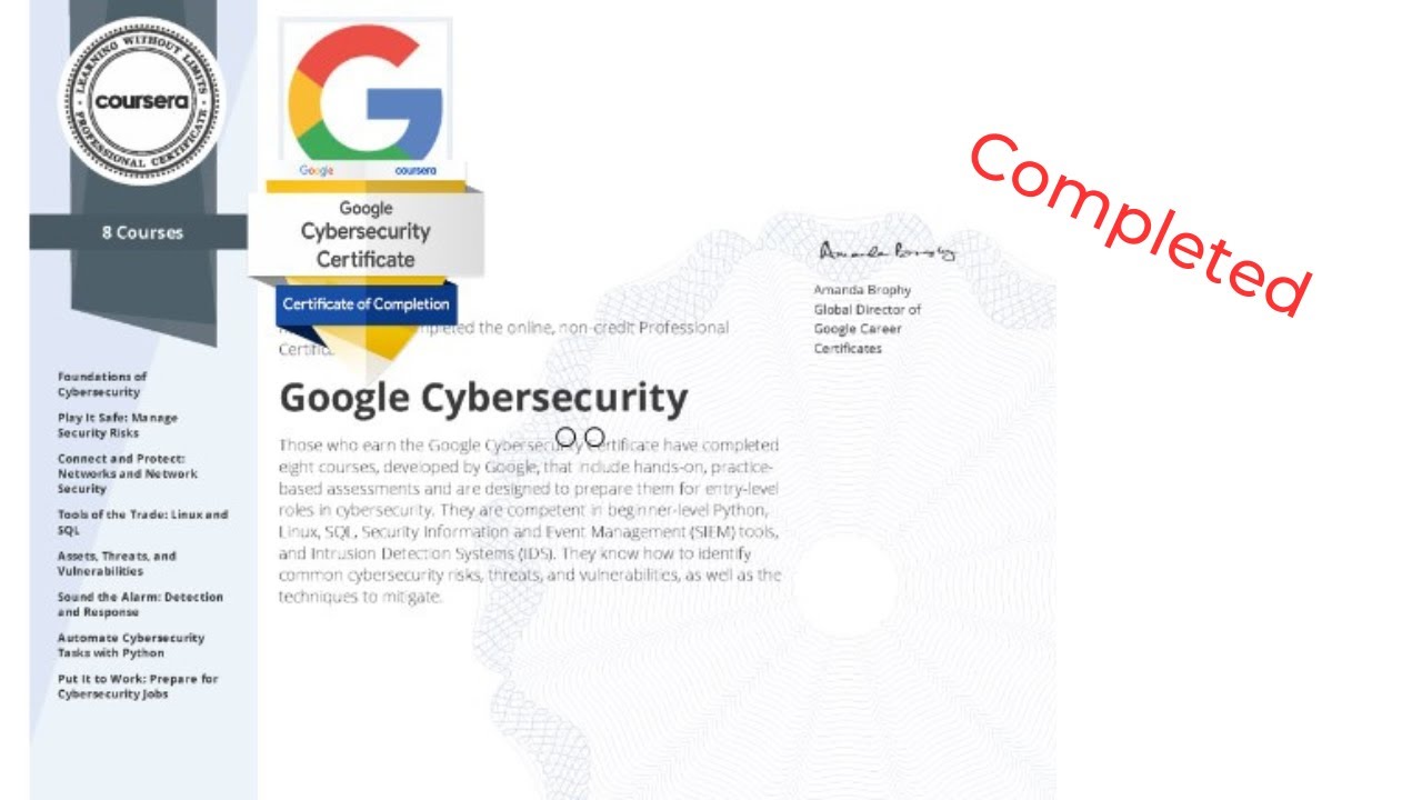Google Cybersecurity Course Tips Youtube