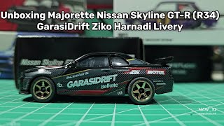 Unboxing Majorette Nissan Skyline GT R R34 GarasiDrift Ziko Harnadi Livery Full Carbon 1:59 Scale