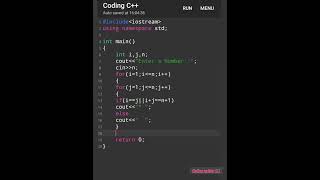 Normal pattern tutorial video ll βοΈ C++ programming language ll π―π―#coding #short #youtubeshorts