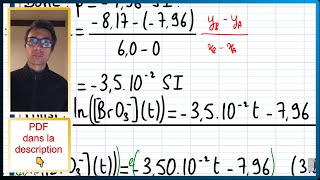 📝PDF | COMPETENCE | Déterminer l'équation de régression ln[X]=f(t) | TER-PC-CIN-EX1-Q3b