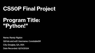 CS50P Final Project: Python!