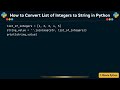 How to Convert List of Integers to String in Python