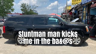 Junkman gets stuck and gets no help from stuntman