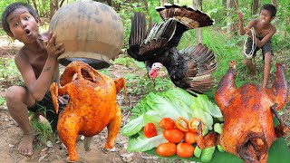 Primitive Technology- Cooking TukeyingChicken ASMR Eating Delicious T1