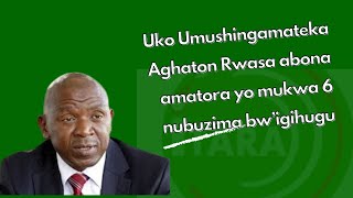 Ico Aghaton RWASA avuga kumatora Uburundi bwimirije n'ibihe igihugu kirimwo