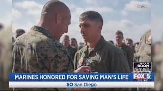 Marines honored for saving man's life