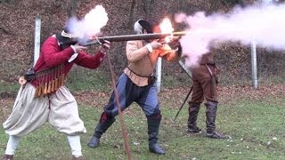 Matchlock and wheellock firing according to authentic French 17th century regulations
