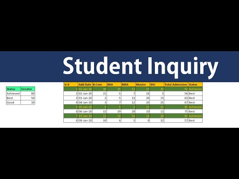 Student Inquiry Report In Excel Youtube