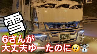 【長距離トラック運転手】久々の雪で朝からテンパリました😭西岡さんありがと💕【雪】