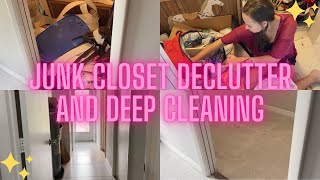 EXTREME DISASTER / JUNK CLOSET DECLUTTER \u0026 DEEP CLEAN / CLEAN WITH ME / SPEED CLEANING MOTIVATION