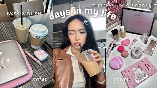 PRODUCTIVE days in my life ☕️: café vlog, work with me, makeup grwm, bubble tea, reading date 🌥️