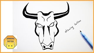 How to draw a bull tattoo design 2 - easy tattoo drawing