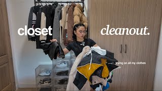 EXTREME CLOSET CLEANOUT 🧼 trying on all my clothes (cleaning motivation for 2025)