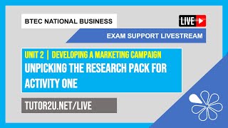 BTEC National Business | Exam Support Live | Unit 2 - Using the Research Pack for Activity One