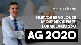 Nuevos renglones requeridos en el formulario 260 del régimen simple AG 2020
