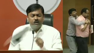 Shoe hurled at BJP's GVL Rao during a media briefing