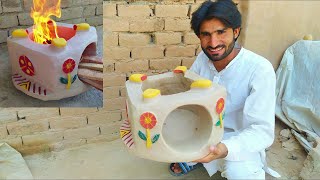 New  Design clay stove | Primitive Skills | village food book | village vlogs | pak village family