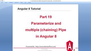 Part - 19 : Parameterize and multiple chaining Pipe in Angular 8 | Angular 8/12 tutorials