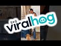 Kittens Climb Unbothered Man For Food || ViralHog