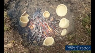 Primitive pottery project part 4- wood ash glaze, firing greenware with EXPLOSIVE results and a TOAD