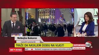 INFO JUTRO - Hoće nasiljem da dođu na vlast Đilas gura studente, ne sme da stane na čelo protesta!