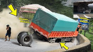 It was clearly recorded, the second the truck tire broke at the corner