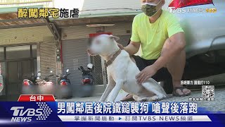 男闖鄰居後院鐵鎚襲狗 嗆聲後落跑｜TVBS新聞