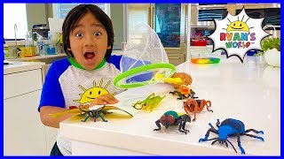 Ryan's Bug Catching at home Pretend Play and Learn Insect Facts for kids!