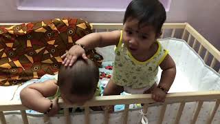 Cute Twins: Crib Fighting# funny babies #naughty Twins 😆