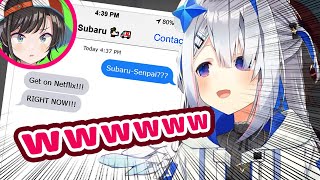 Subaru Caught Fangirling When Kanata Messages Her During Stream 【ENG Sub/Hololive】