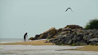 old fisherman preparing fishing net - stock footage | 4K