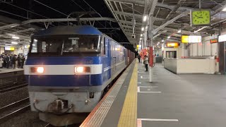 EF210-128号機+コキ24B(両)が西国分寺駅3番線を通過するシーン(5069ﾚ・岡A12・コンテナ輸送)