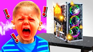 I Caught My LITTLE BROTHER DESTROYING His COMPUTER When He Got BANNED!