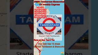 12683 Tambaram Shencottai Tri weekly Express time table and ticket fare