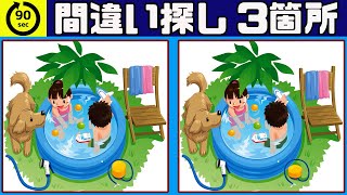 ★間違い探しクイズ★シニア向け無料で楽しむオトナの脳トレ時間！90秒で3箇所の違いを発見して動画で頭の体操★毎日の脳活におすすめ★