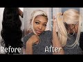 Bleaching a lace front wig from to black to blonde (1b to 613) Ft Donmily Hair | Takisha Etienne