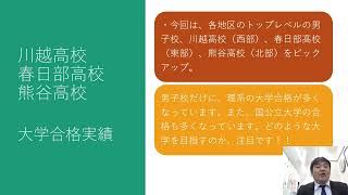 川越、春日部、熊谷高校大学合格実績（2022春）