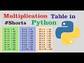 Multiplication Table in python || Python tutorial #shorts #pythontutorial