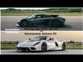 Hennessey Venom F5 Vs Koenigsegg Jesko Absolut Acceleration Comparison And 1/4 Mile 1/2 Mile Data