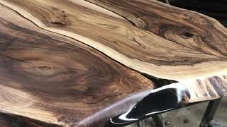 Luxury Kitchen Island by Earthy Timber. Waney Edge Walnut Island Worktop