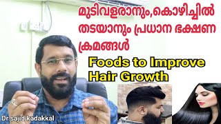 Food's to Improve Hair Growth, മുടി തഴച്ചുവളരാനും,മുടികൊഴിച്ചിൽ തടയാനും വേണ്ട ഭക്ഷണക്രമങ്ങൾ