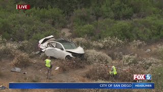 Car Crashes Off I-15 NB In North County