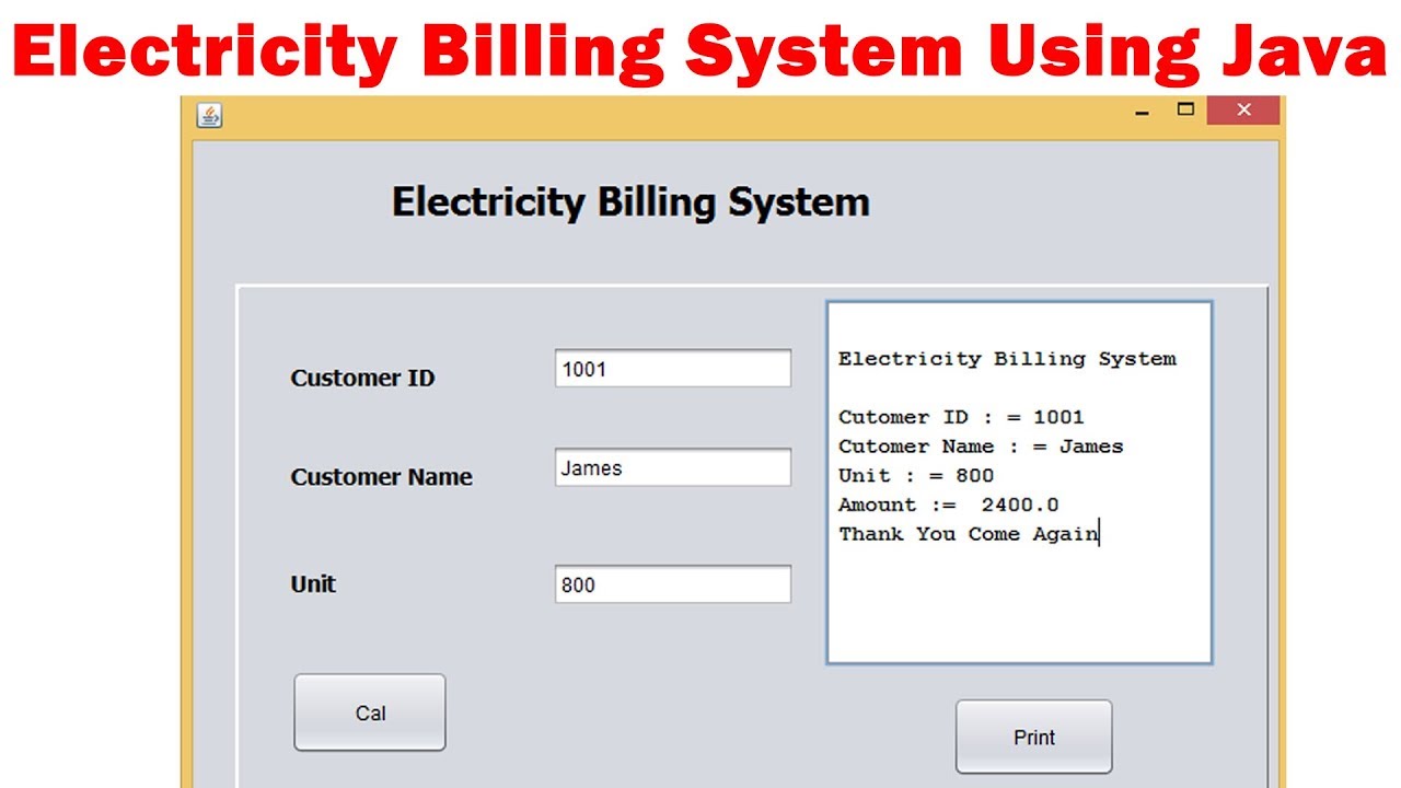 Electricity Billing System Using Java - YouTube