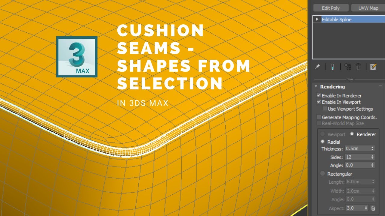 How To Add Seams To Cushions Create Shape From Edges In 3ds Max Youtube